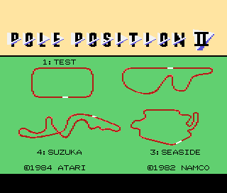 Pole Position II title screen for Atari 7800